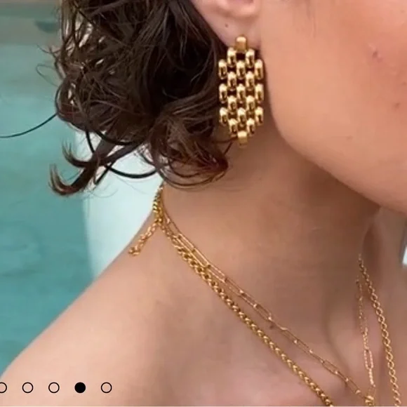 NIB Monica Vinader Heirloom Chain Earrings 18K Gold Vermeil Statement Classic - Picture 2 of 8